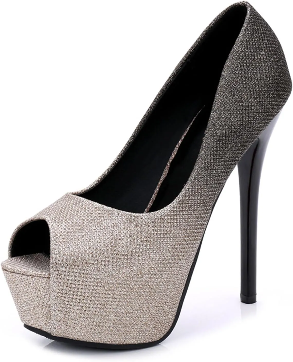 14CM/5.51IN Women's Sexy Platform High Heels Shoes Stiletto Exposed Toe Dress High Heeled Wedding Party Office Pumps Shoes