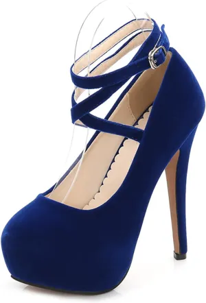 14CM/5.51IN Women's Strappy Closed Toe Platform High Heels Pumps Stiletto Dress High Heeled Wedding Party Office Pumps Shoes Sizes 35-46