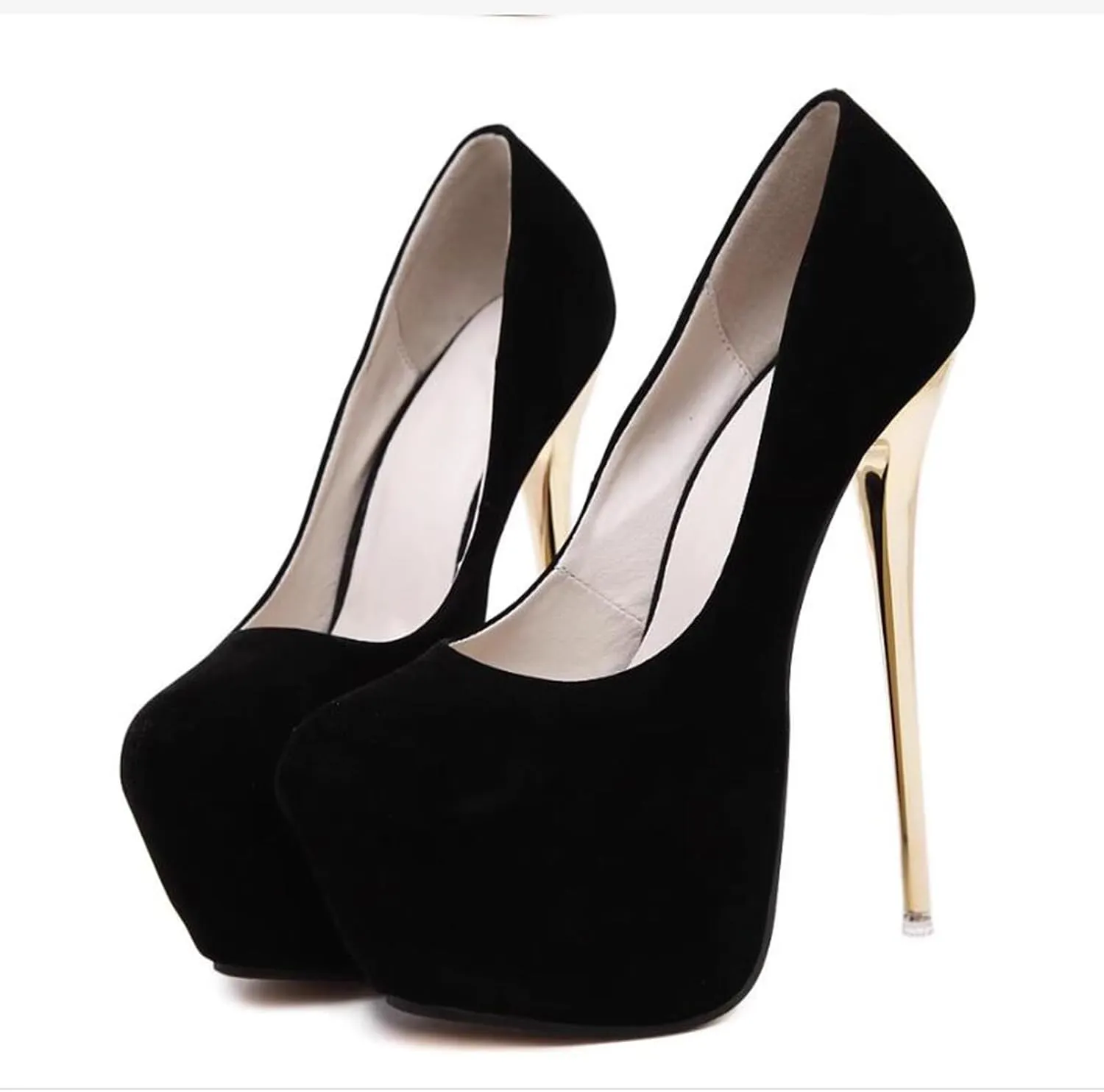 16CM/6.30IN Women's Fashion Personality High Heels Ladies Pumps Faux Suede Party Evening Dress Shoes Pole Dancer Stripper
