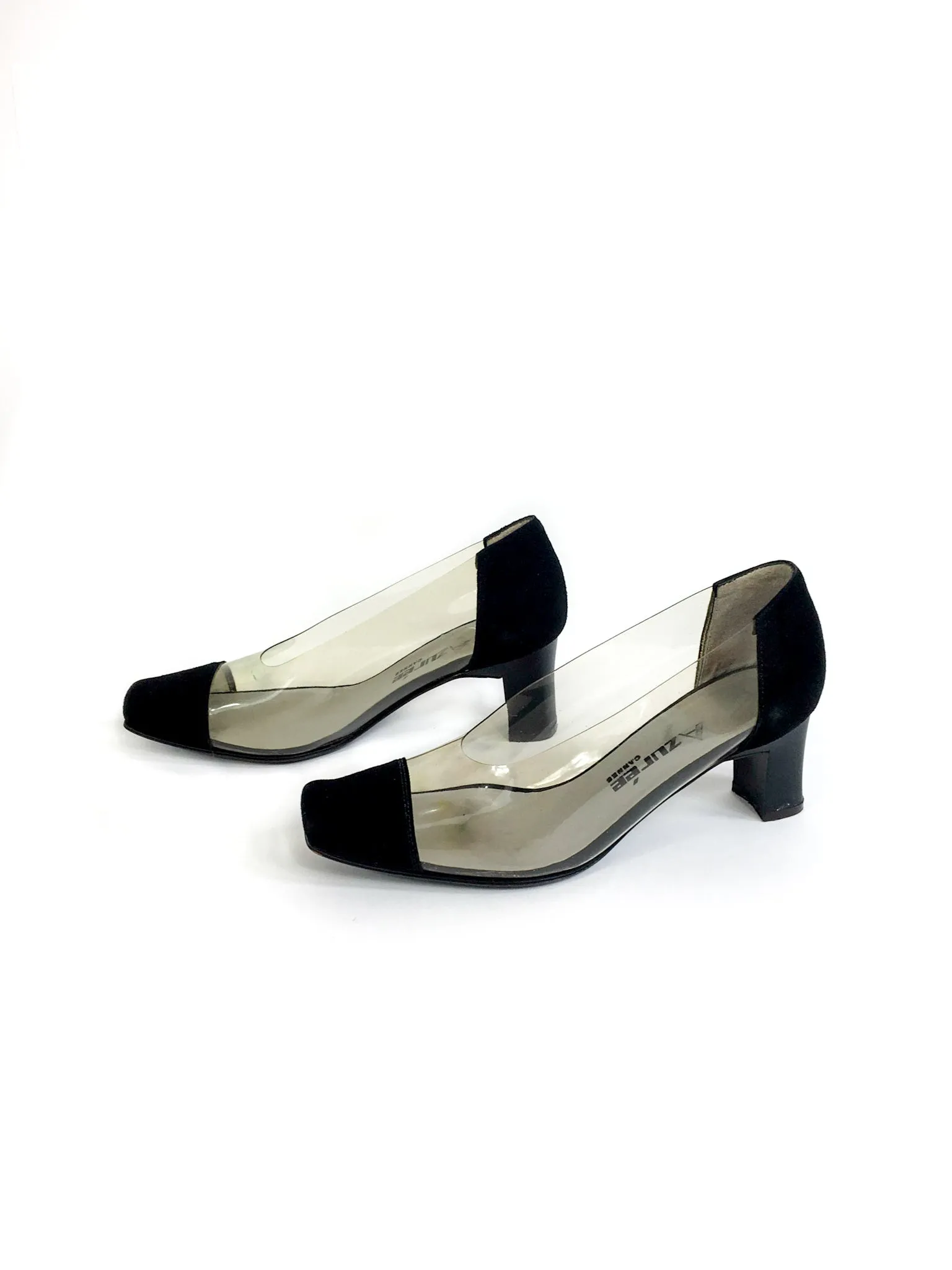 80s/early 90s vintage clear and black pumps