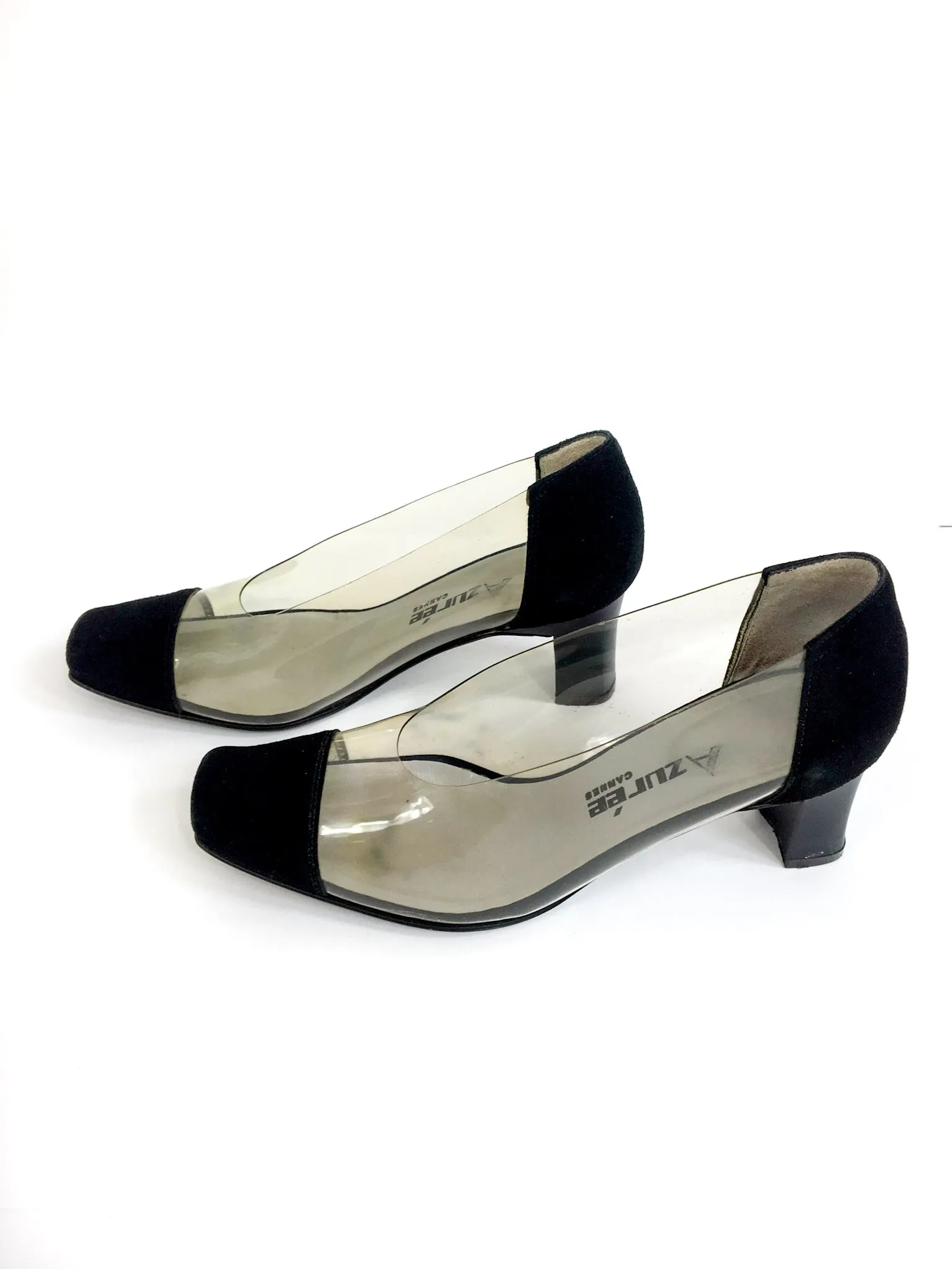 80s/early 90s vintage clear and black pumps