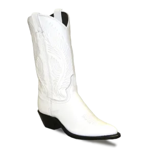 Abilene Ladies USA Made J-Toe White Dress Leather Western Boots 9054