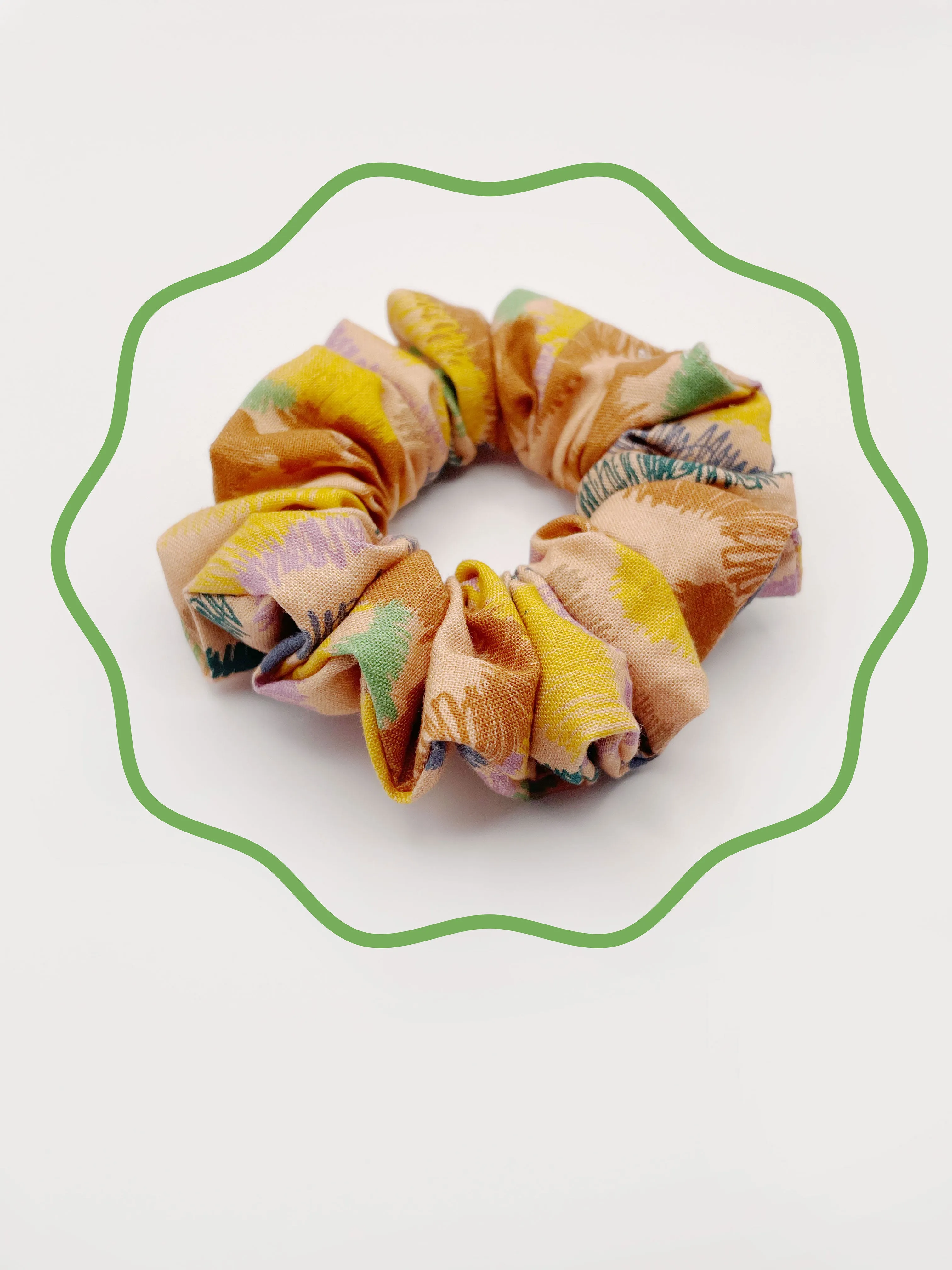 Abstract Earth Tone Scrunchie  Sonoran Desert Hills Boho Hair Tie