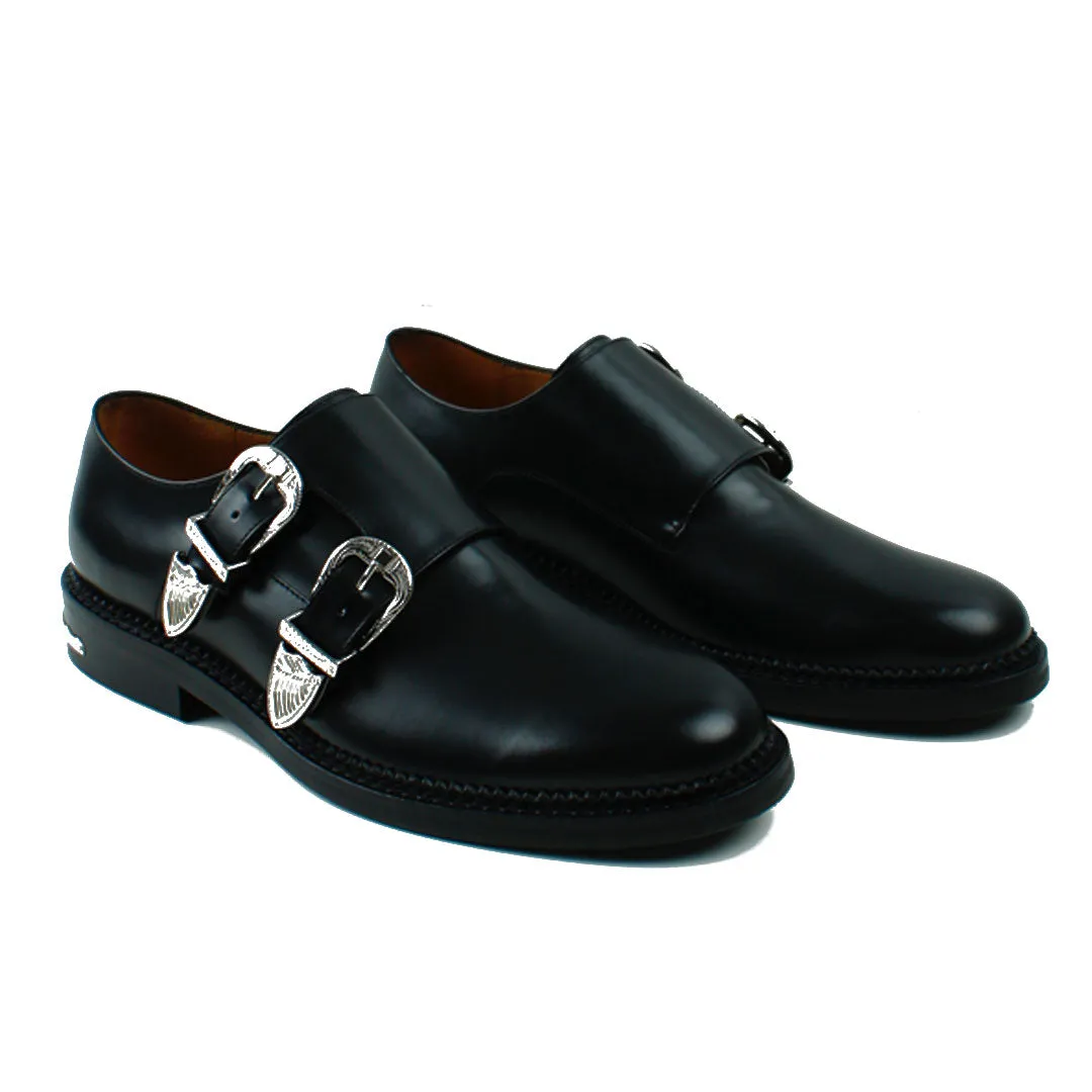 AJ1175 LEATHER MONK STRAP BLACK POLIDO