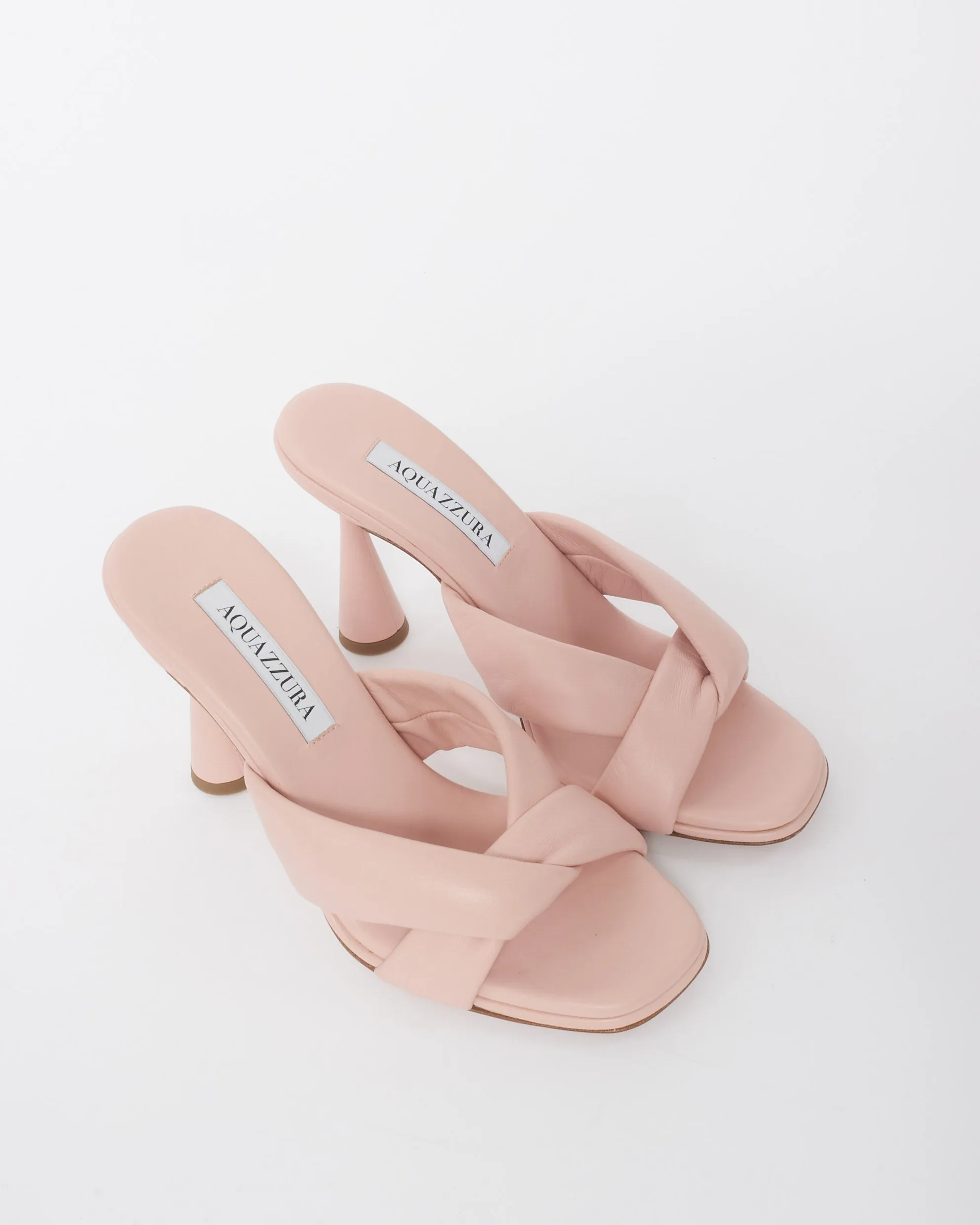 Aquazzura Pink Leather Amore 95 Mule Heels - 37.5
