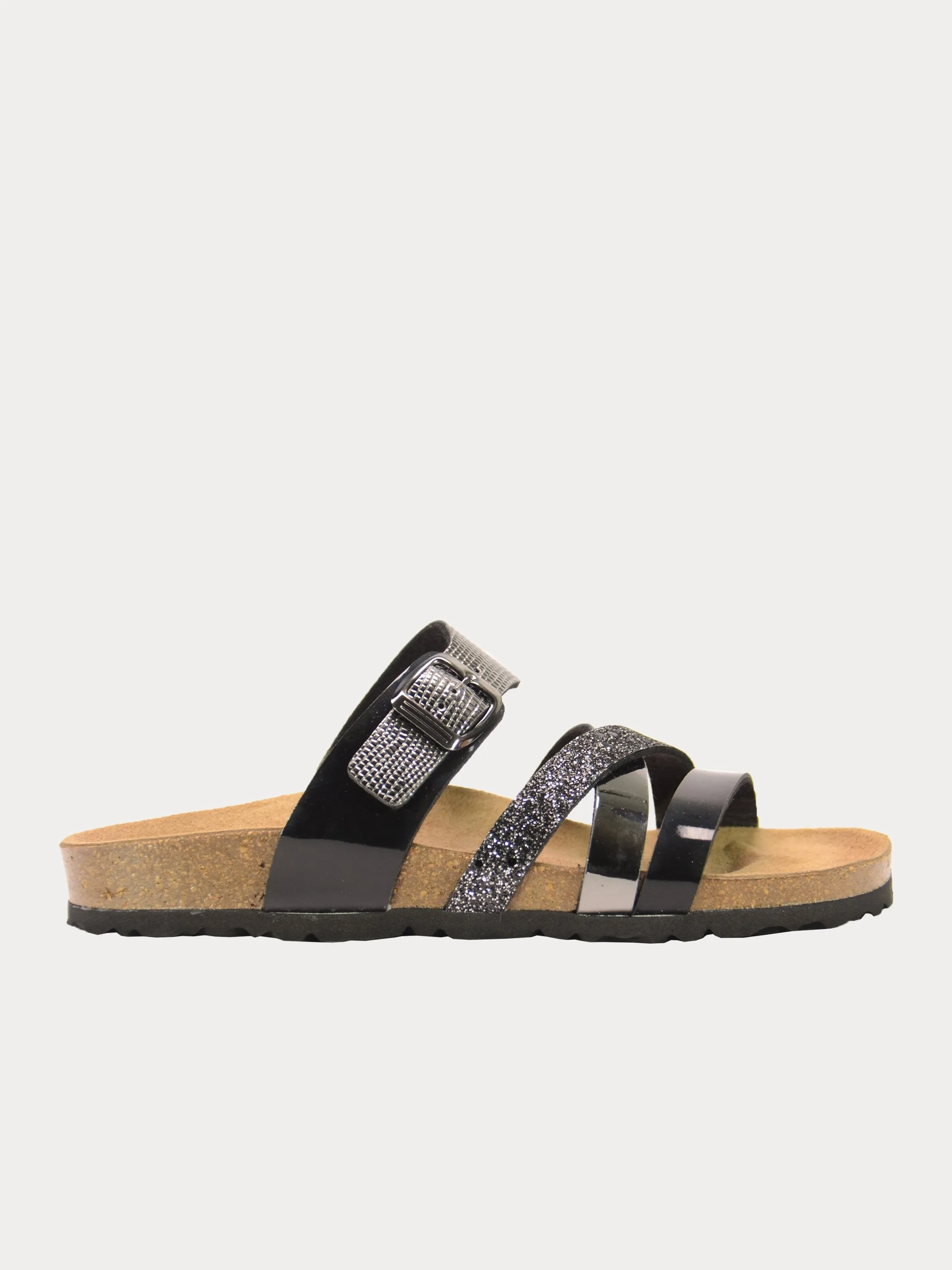 Biochic Women's Multi Strap Patent Flat Sandals