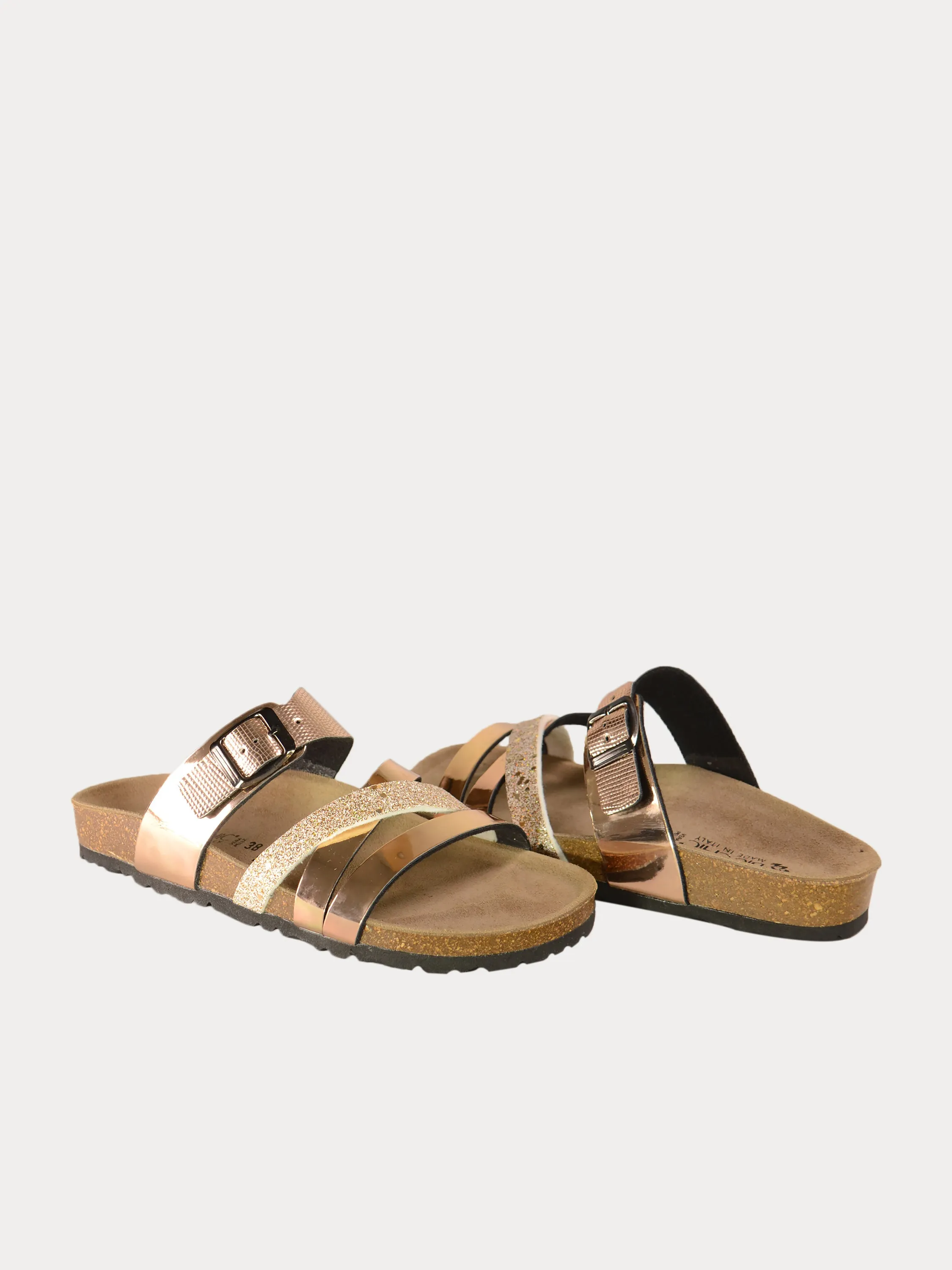Biochic Women's Multi Strap Patent Flat Sandals