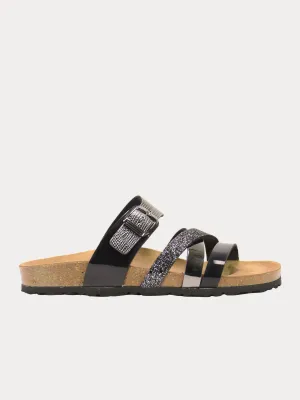 Biochic Women's Multi Strap Patent Flat Sandals