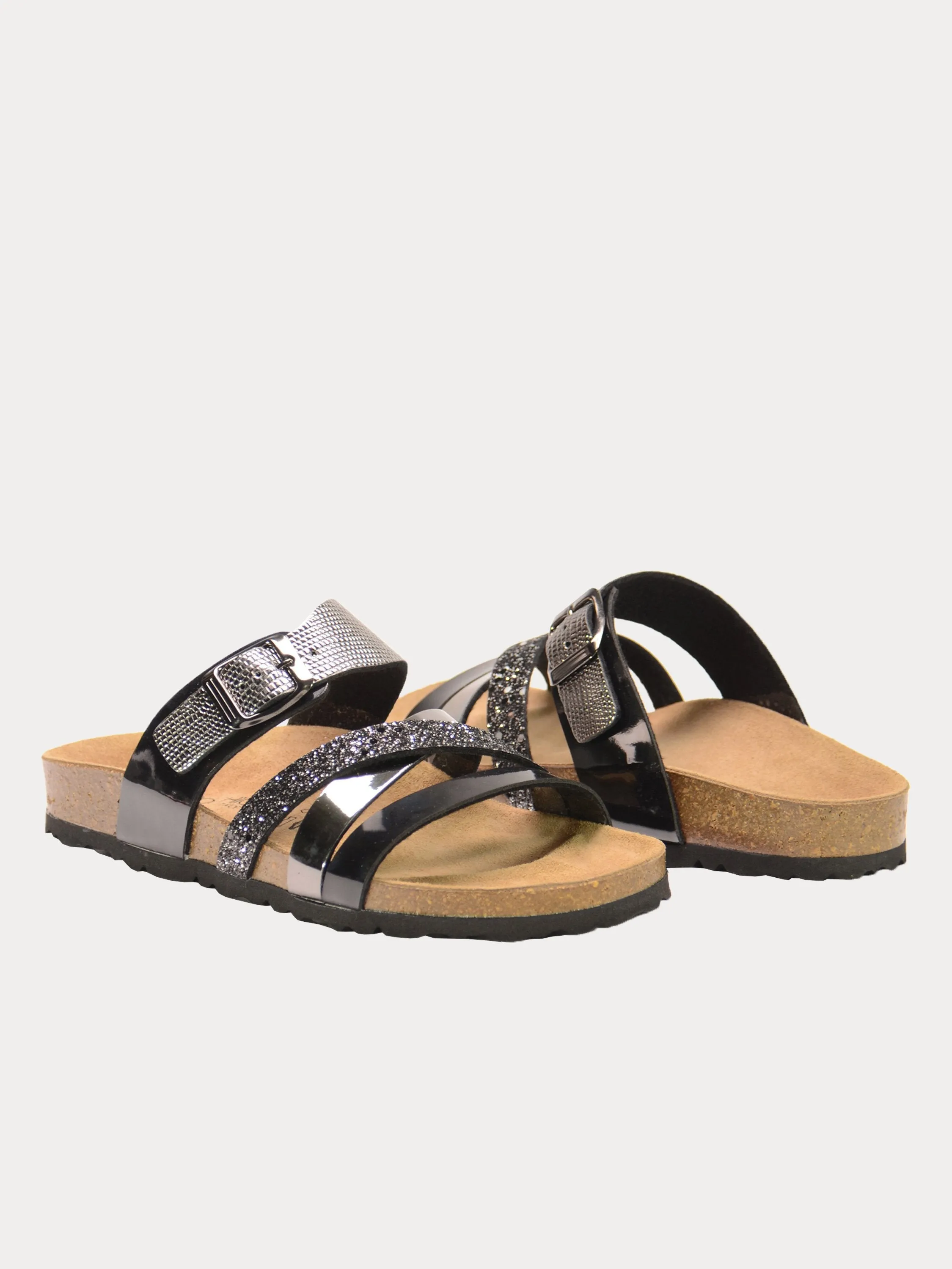 Biochic Women's Multi Strap Patent Flat Sandals
