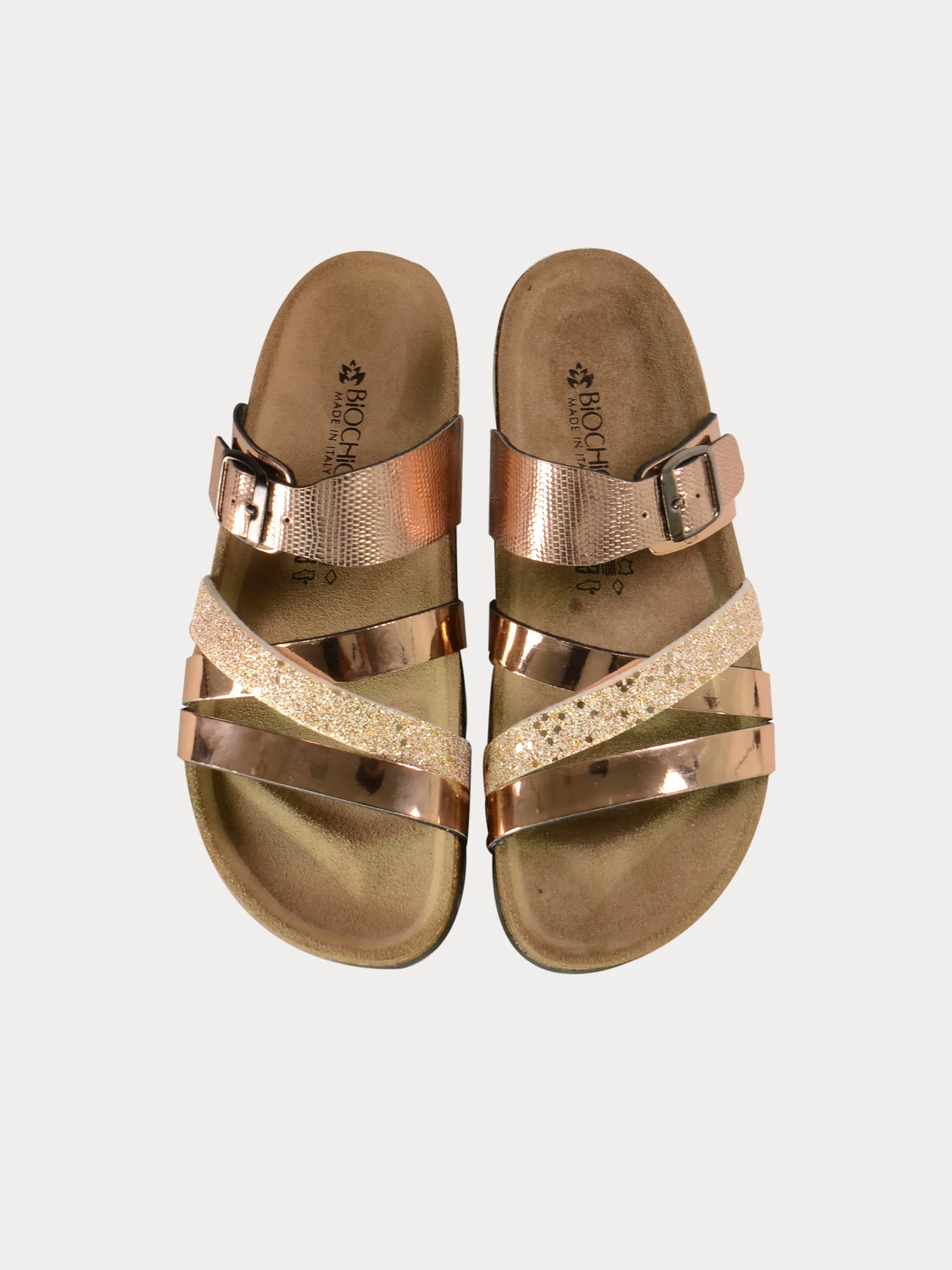 Biochic Women's Multi Strap Patent Flat Sandals