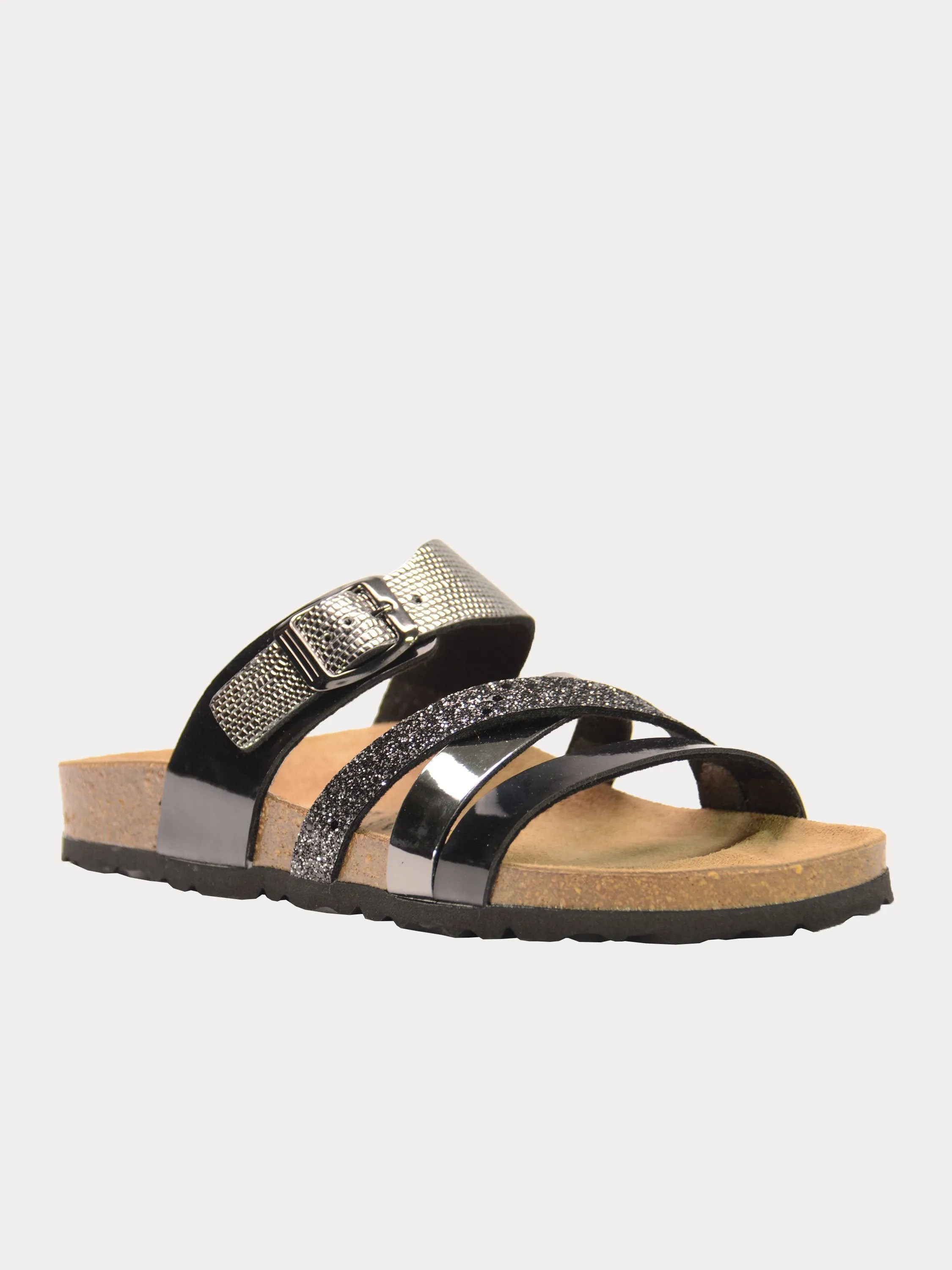 Biochic Women's Multi Strap Patent Flat Sandals