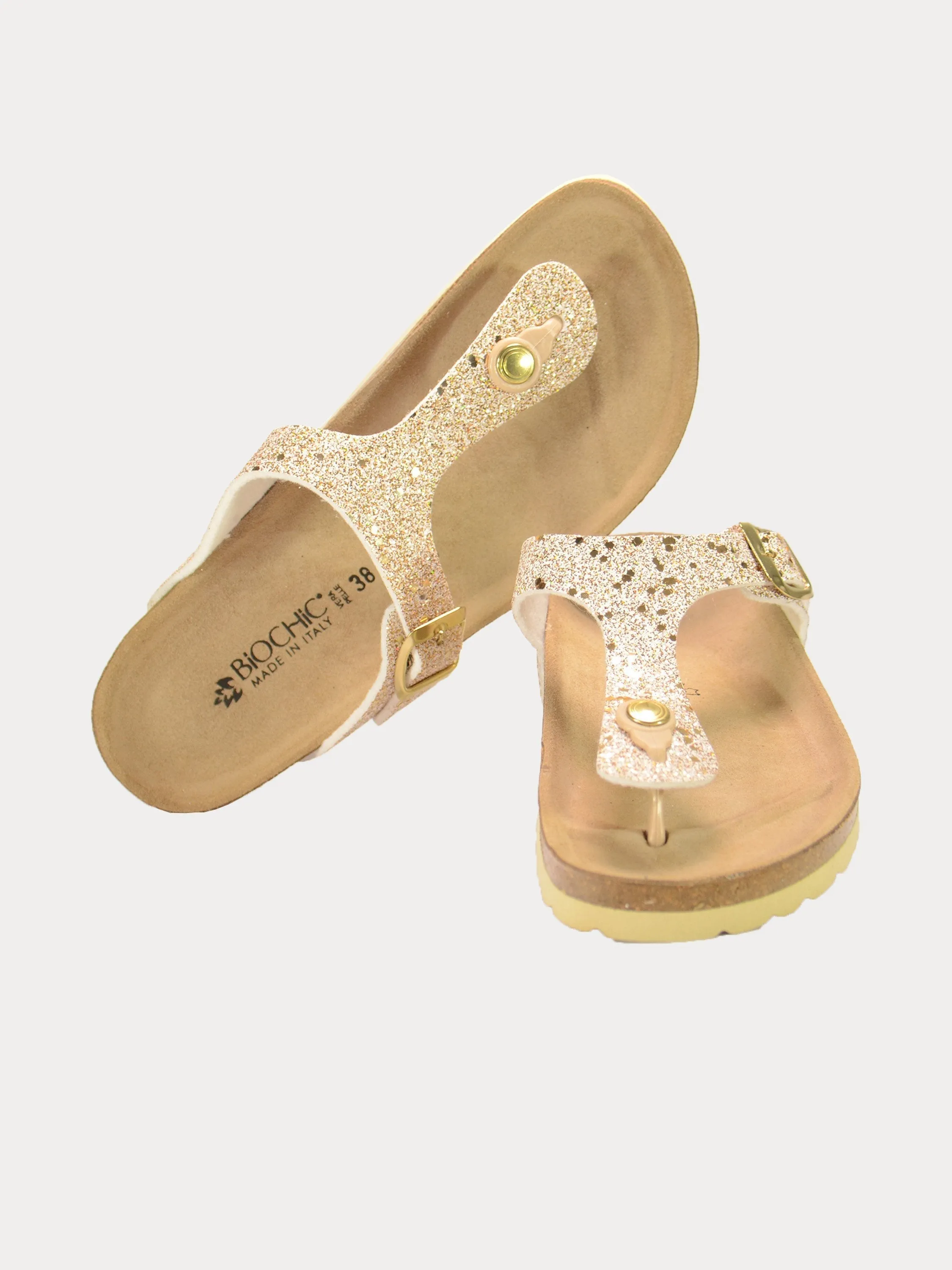 Biochic Women's Shimmery Flat Sandals
