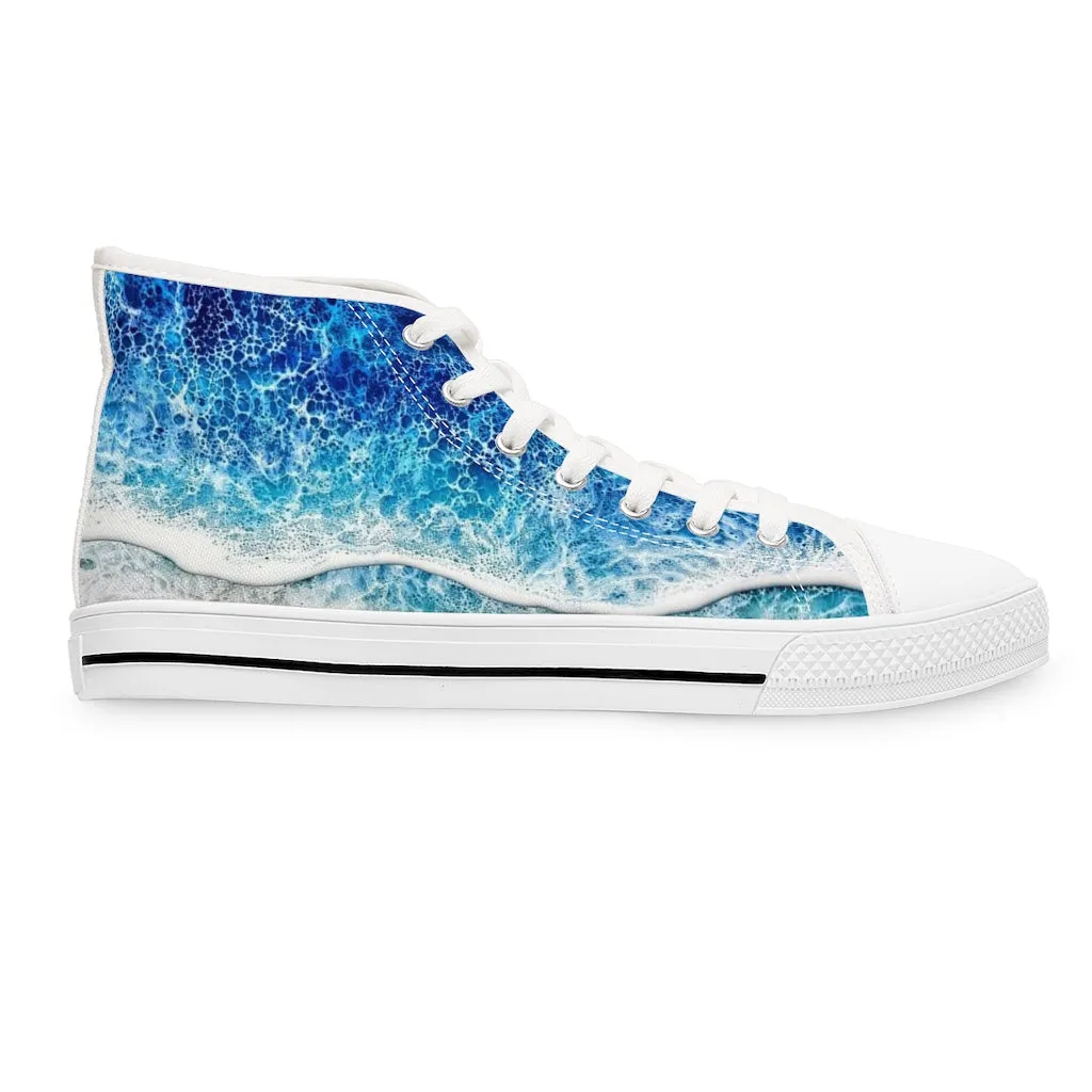 Blue Wave Women's High Top Sneakers