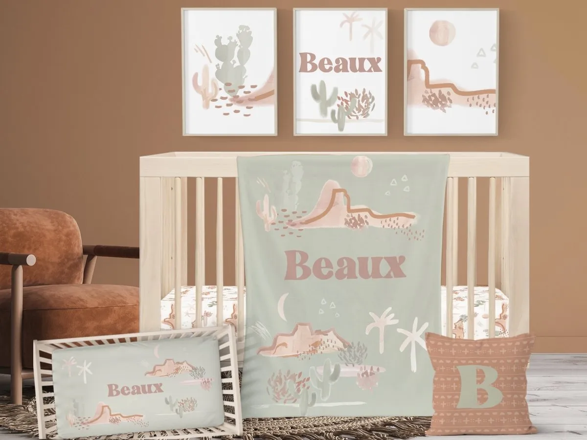 Boho Desert Mudcloth Personalized Nursery Pillow