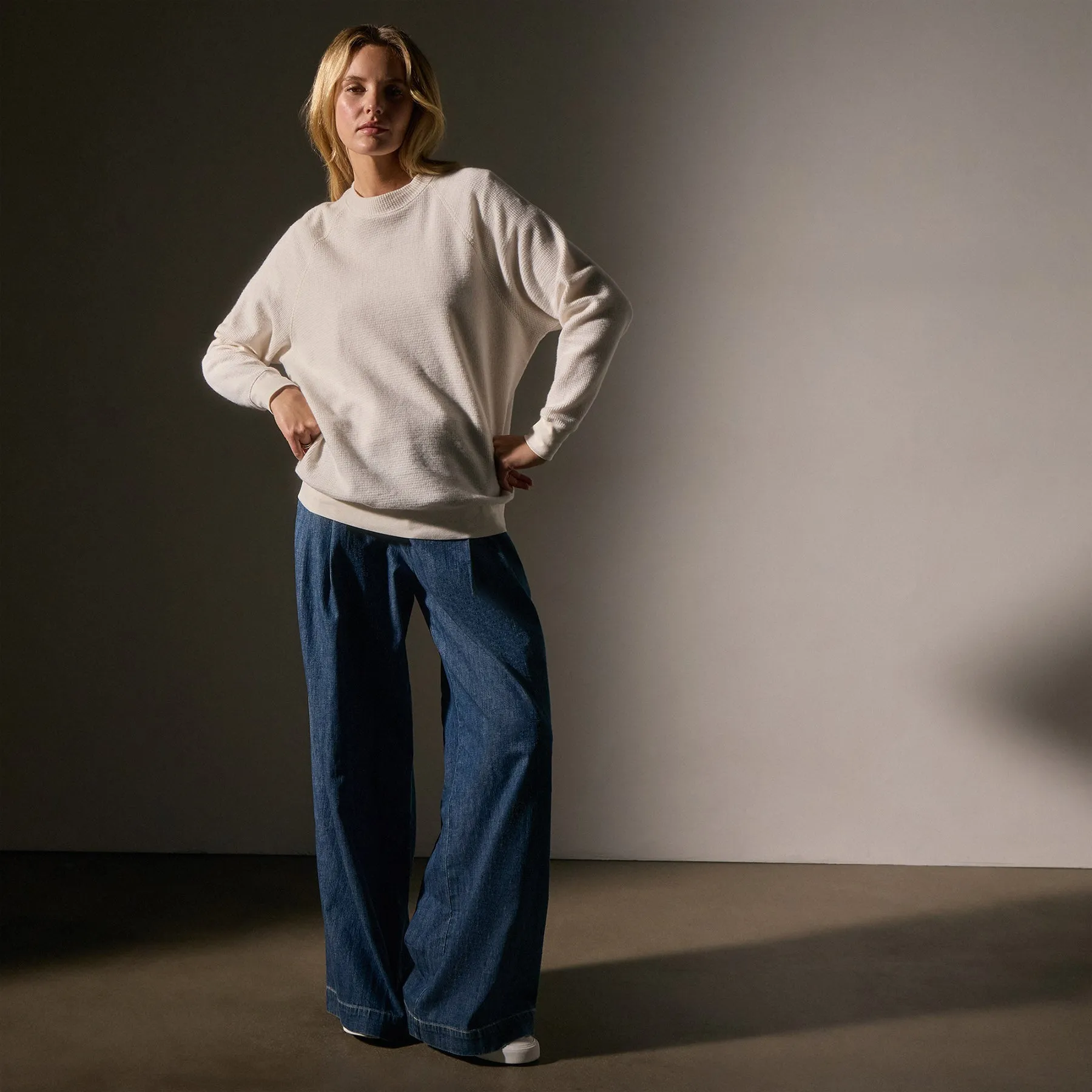 Brushed Thermal Knit Mock Neck - Oyster