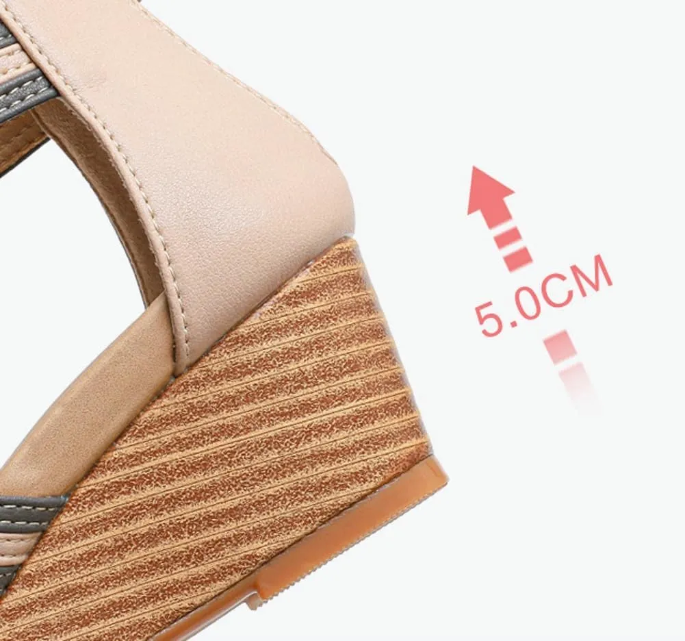 Caistre Wedge Sandal for Women 2025 Summer Open Toe Bohemian Walking Platform Sandal Comfortable Shoes