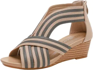 Caistre Wedge Sandal for Women 2025 Summer Open Toe Bohemian Walking Platform Sandal Comfortable Shoes