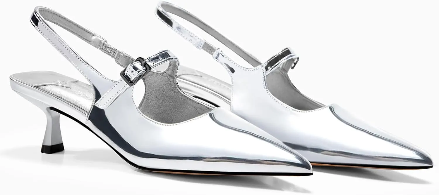 Coutgo Slingback Kitten Heels for Womens 2024 Pumps Party Dress Shoes