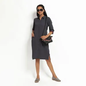 Dark Grey Straight Tunic Jacket With Contrast Pocket