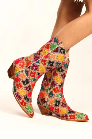 DIAMOND VELVET WESTERN BOOTS ALLY
