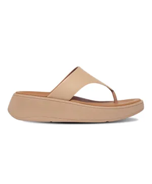 FitFlop F-Mode Leather Flatform  Toe Post Latte Beige