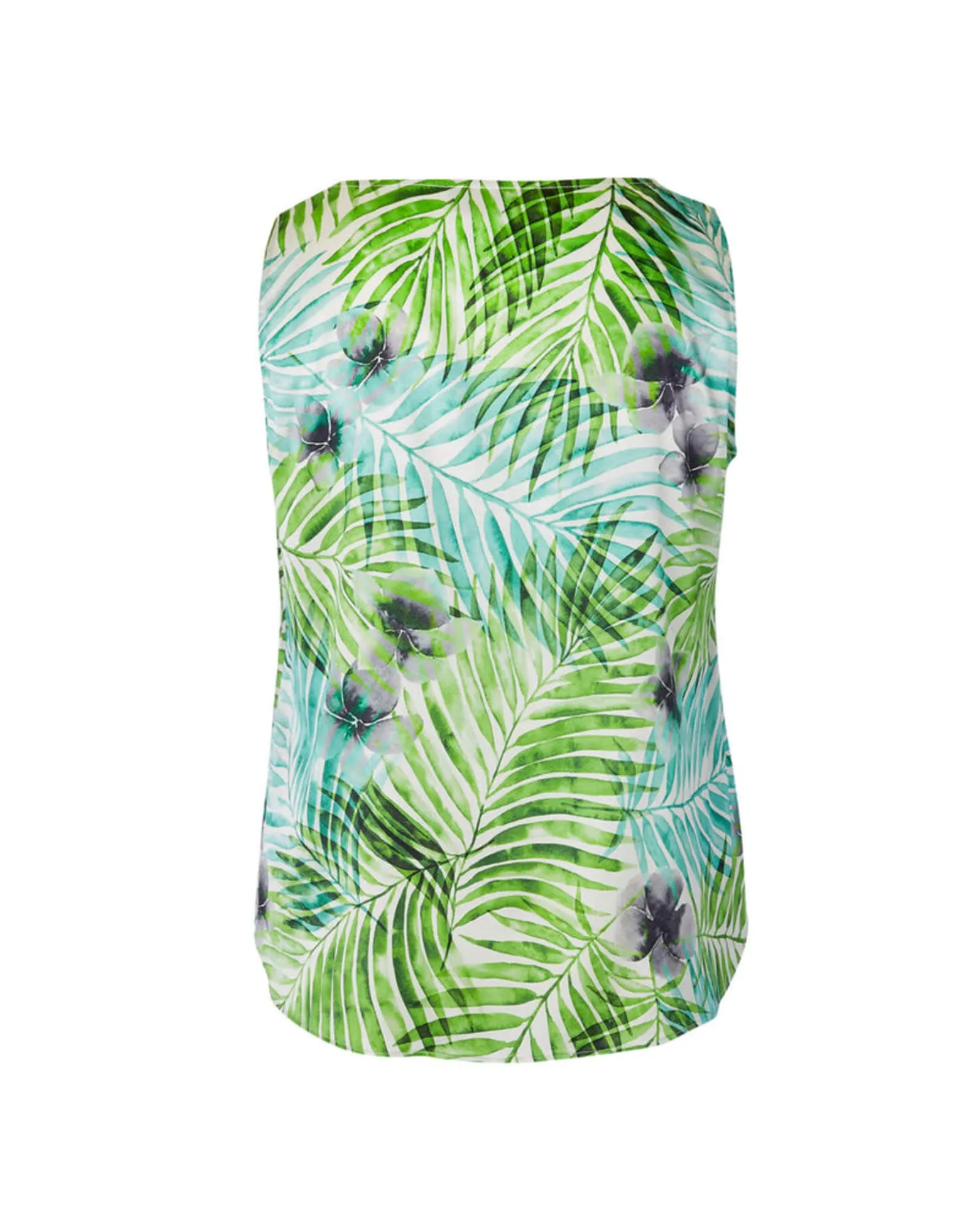 Gia V-Neck Silk Shell | Palm Print
