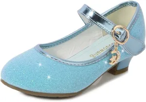 Girls Heels Dress Shoes Mary Jane Pumps Low Heel Princess Flower Wedding Party
