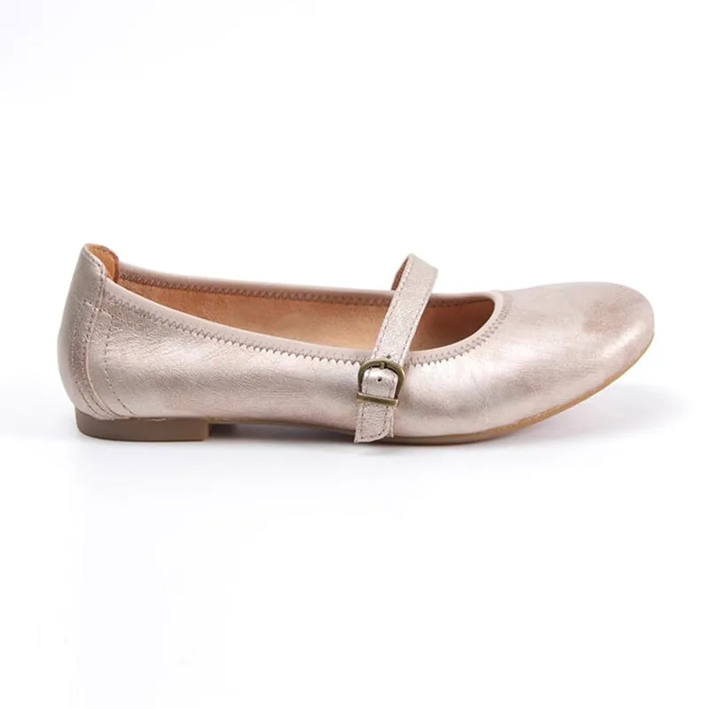 Handmade Leather Flat Mary Jane Shoes For Womens Round Toe 6 Colors
