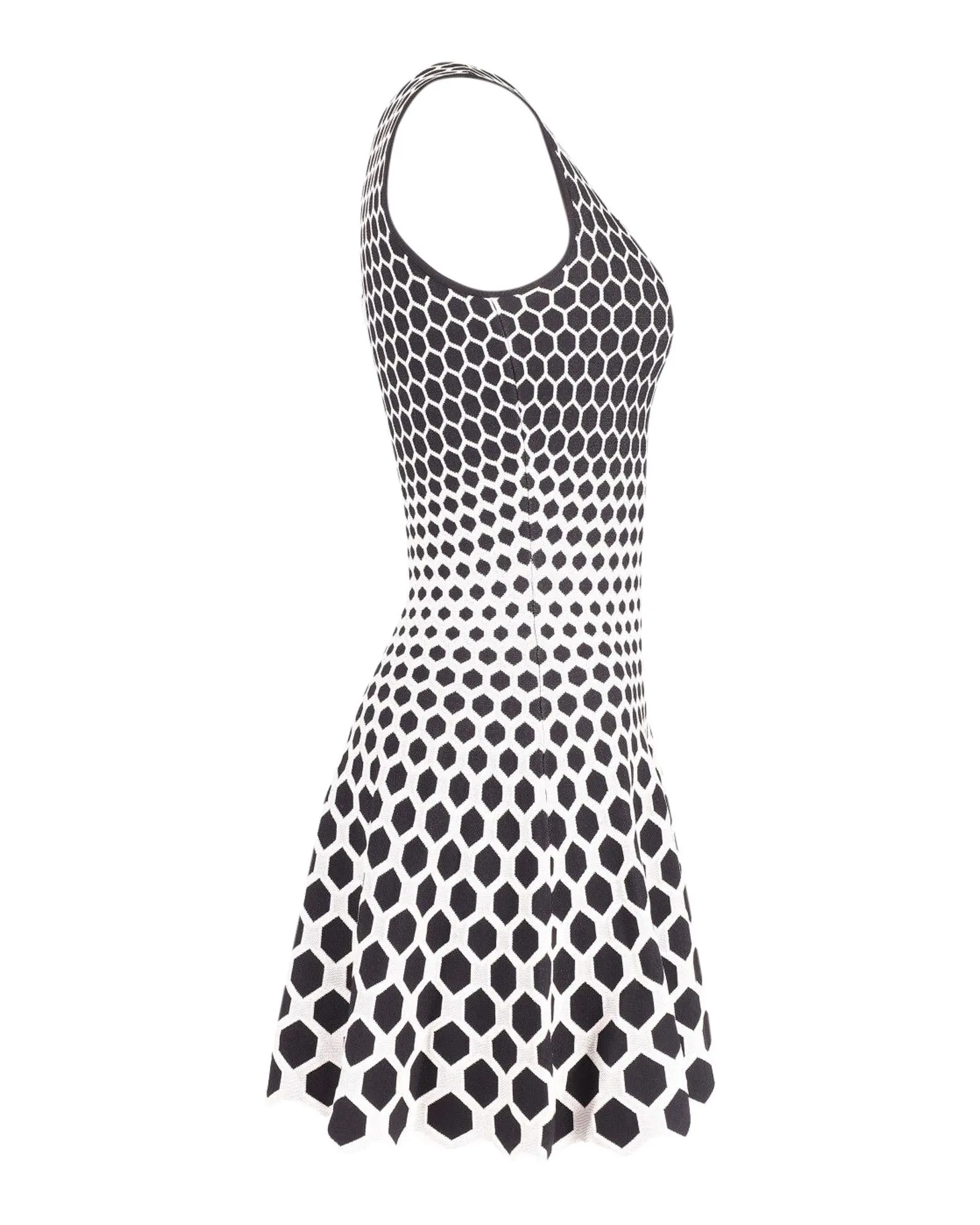 Honeycomb Skater Dress in Black Print Viscose
