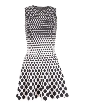 Honeycomb Skater Dress in Black Print Viscose