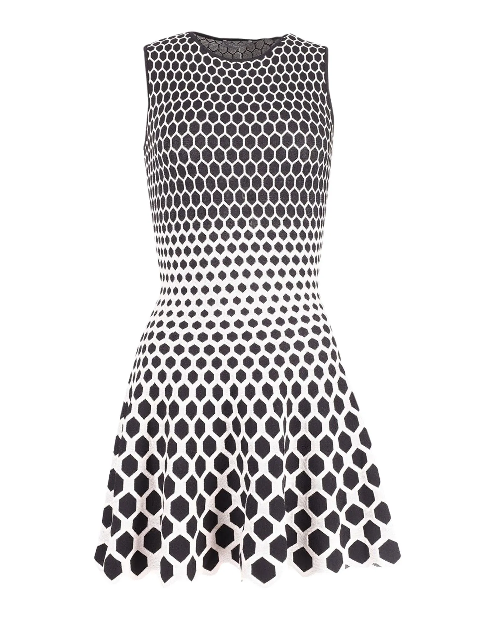 Honeycomb Skater Dress in Black Print Viscose