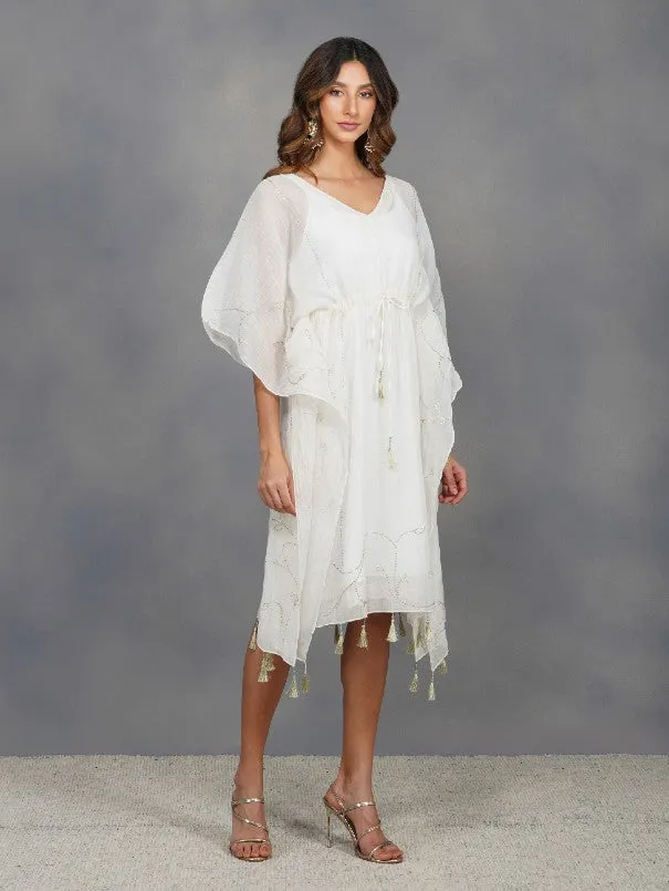 Ivory Chanderi Sequinned Kaftan (Set of 2)