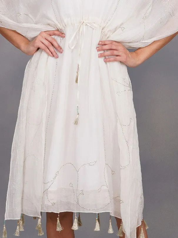 Ivory Chanderi Sequinned Kaftan (Set of 2)