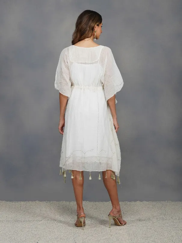Ivory Chanderi Sequinned Kaftan (Set of 2)