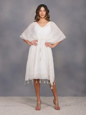 Ivory Chanderi Sequinned Kaftan (Set of 2)