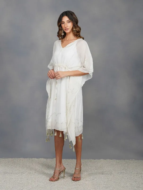 Ivory Chanderi Sequinned Kaftan (Set of 2)