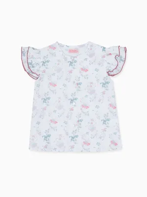 Ivory Floral Dayana Girl Cotton Shirt