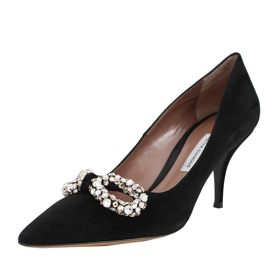 Jeanie Suede Crystal Bow Pump