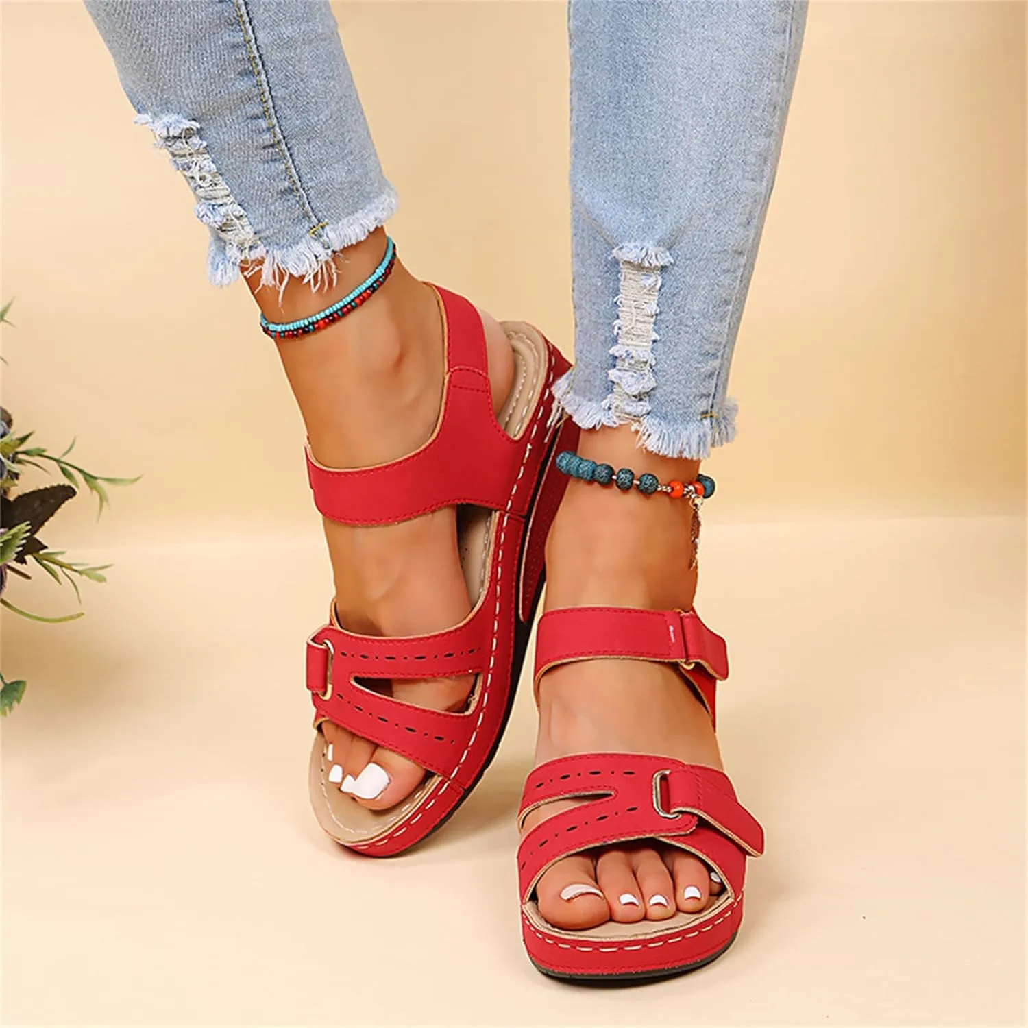 Ladmiple Womens Sandals Dressy Comfortable Summer Flip Flops Arch Support Slipper Beach Roman Open Toe Orthopedic Sandal