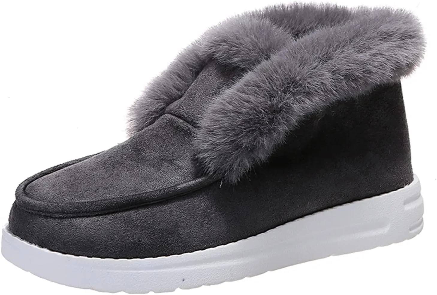 Lausiuoe Cute Winter Boots For Women Fashion Snow Boots Classic Fuzzy Fur Lining Slip On Ankle Booties Warm Loafers Shoes