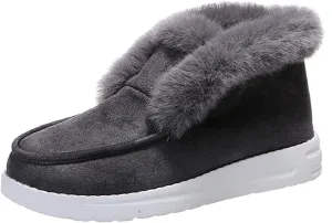 Lausiuoe Cute Winter Boots For Women Fashion Snow Boots Classic Fuzzy Fur Lining Slip On Ankle Booties Warm Loafers Shoes