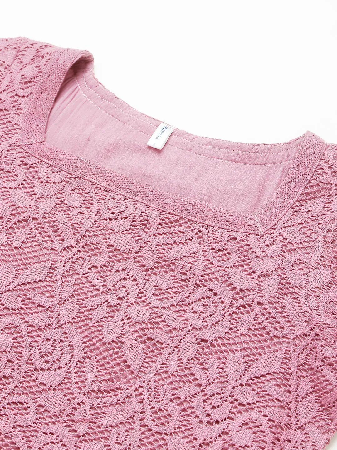 Lavender Lace Belted A-Line Dress