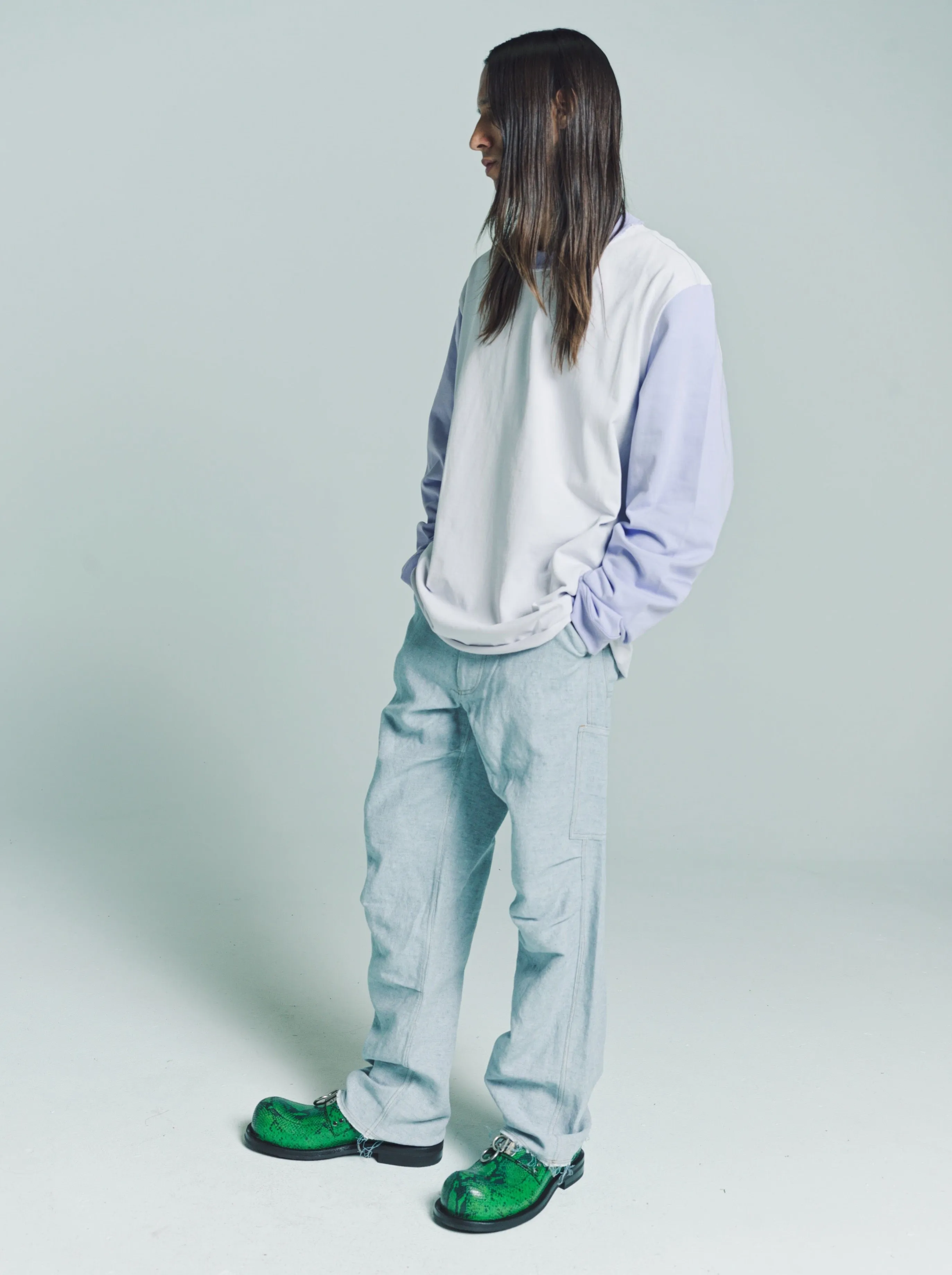 Light Blue Fancy Denim Worker Pants