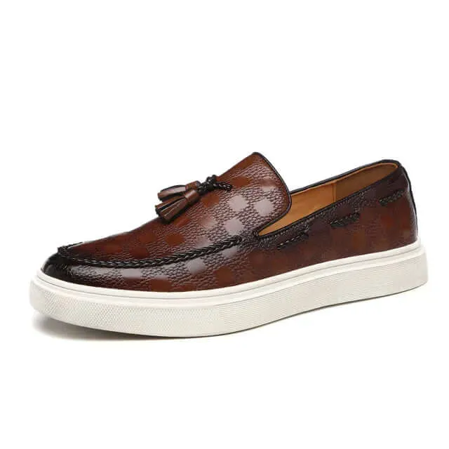 Men's Leather Slip-On Loafers: Tasseled, Textured, Chunky Sole