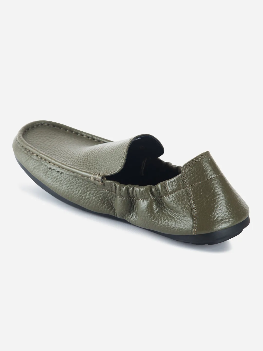 Men's Olive Elastic Collered Snug Fit Slip On (ID3057)