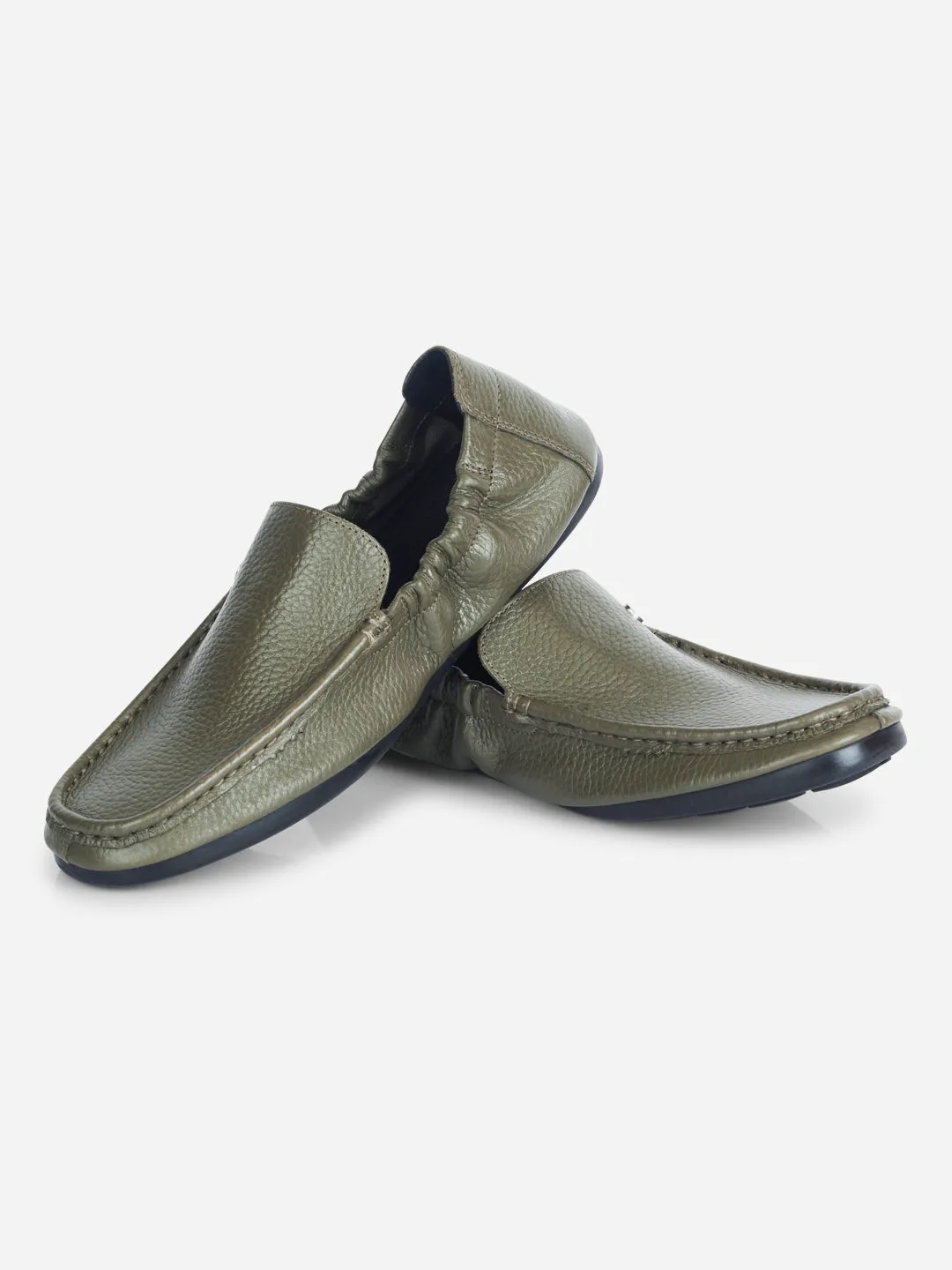 Men's Olive Elastic Collered Snug Fit Slip On (ID3057)