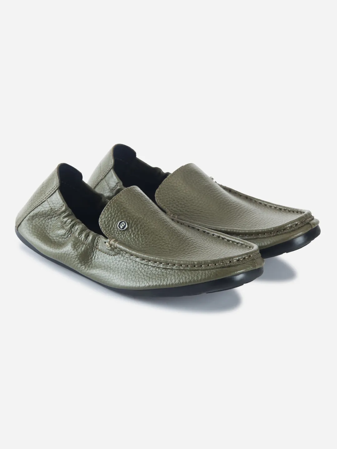 Men's Olive Elastic Collered Snug Fit Slip On (ID3057)