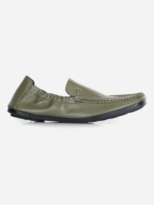 Men's Olive Elastic Collered Snug Fit Slip On (ID3057)