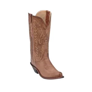 Old West Women's Fashion Snip Toe Tan Cowgirl Boots