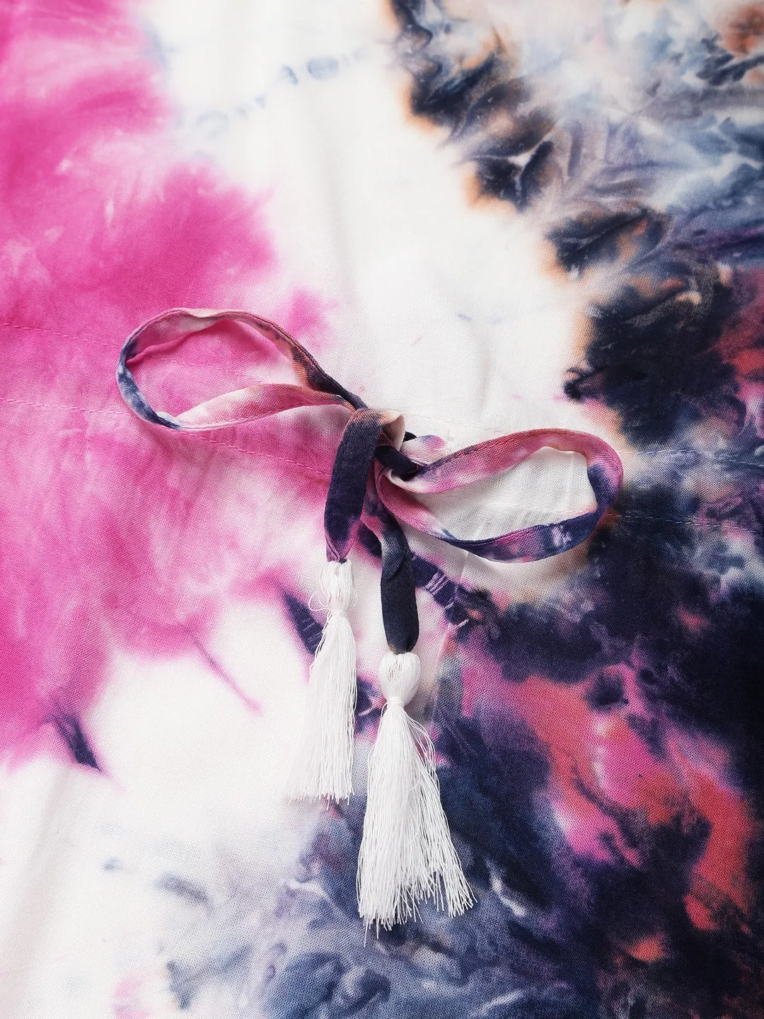 Pink-Blue Tie dye Rayon Kaftan